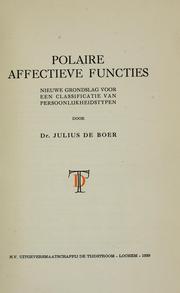 Polaire affectieve functies by Johannes Julius Catharinus de Boer