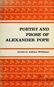 Cover of: Poetry and prose of Alexander Pope