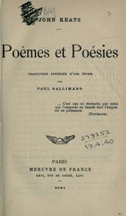 Cover of: Poèmes et poésies. by John Keats