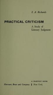 Cover of: Practical criticism by I. A. Richards
