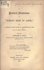 Cover of: practical illustration of "woman's right to labor": a letter