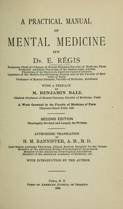 Cover of: Practical manual of mental medicine