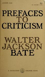Cover of: Prefaces to criticism.
