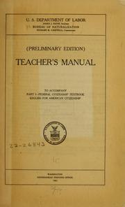 Cover of: (Preliminary edition) Teacher's manual