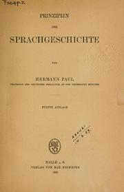 Cover of: Principien der Sprachgeschichte