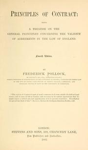 Cover of: Principles of contract by Sir Frederick Pollock, Sir Frederick Pollock