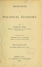 Cover of: Principles of political economy