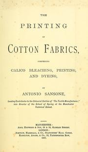 Cover of: The printing of cotton fabrics by Antonio Sansone
