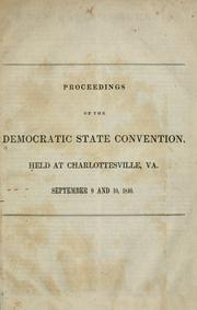 Cover of: Proceedings of the Democratic State Convention | Democratic Party (Va.)