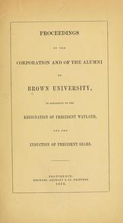 Cover of: Proceedings of the corporation and of the alumni of Brown university by Brown University