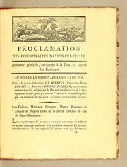 Cover of: Proclamation des Commissaires nationaux-civils.: Amnistie générale, invitation à la paix, et rappel des emigrans.