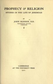 Cover of: Prophecy & religion by Skinner, John
