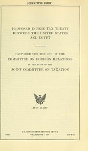 Cover of: Proposed income tax treaty between the United States and Egypt
