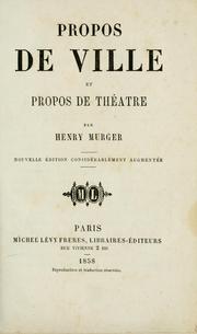Cover of: Propos de ville et propos de théâtre.