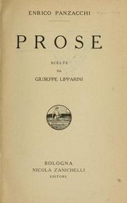 Cover of: Prose by Enrico Panzacchi