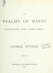 Cover of: The Psalms of David, tr. into lyrickverse by Wither, George