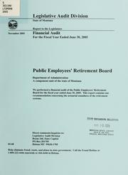 Cover of: Public Employees' Retirement Board, Department of Administration, financial audit for the fiscal year ended ... by Montana. Legislature. Legislative Audit Division.