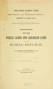 Cover of: Public lands and agrarian laws of the Roman republic