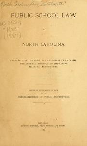 Cover of: Public school law of North Carolina, chapter 15 of the Code | North Carolina