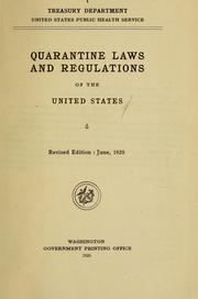 Cover of: Quarantine Laws and Regulations of the United States by United States. Public Health Service.