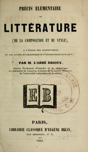 Cover of: Précis élémentaire de littérature: de la composition et du style ...