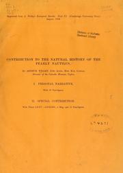 Cover of: Contribution to the natural history of the pearly nautilus