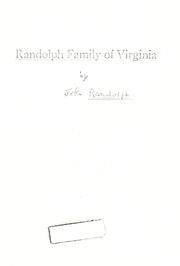 Cover of: Randolph family of Virginia