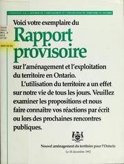 Cover of: Rapport provisoire de la Commission sur la reforme de l'aménagement et l'exploitation du territoire en Ontario by Commission on Planning and Development Reform in Ontario.
