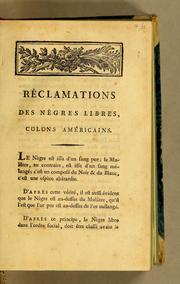 Cover of: Réclamations des nègres libres, colons américains by France. Assemblée nationale constituante (1789-1791)