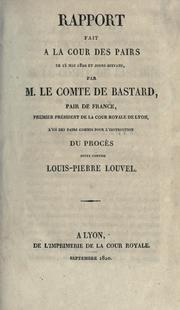 Cover of: Rapport fait à la Cour des Pairs le 15 mai 1820 et jours suivans
