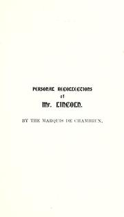 Cover of: Personal recollections of Mr. Lincoln