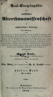 Cover of: Real-Encyclopädie der classischen Altertumswissenschaft. by August Friedrich von Pauly