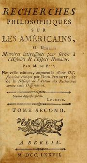 Cover of: Recherches philosophiques sur les Américains by Cornelius Pauw, Cornelius Pauw