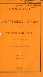 Cover of: Recollections of West Virginia campaign: with "The three months troops" May, June, and July 1861.