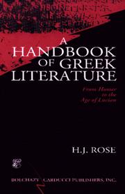 Cover of: A handbook of Greek literature by H. J. Rose
