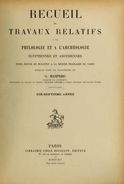 Cover of: Recueil de travaux relatifs à la philologie et à l'archéologie égyptiennes et assyriennes by Gaston Maspero