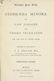 Cover of: Reddenda minora or easy passages for unseen translation