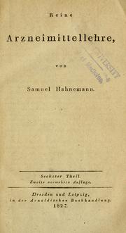 Cover of: Reine Arzneimittellehre by Samuel Hahnemann