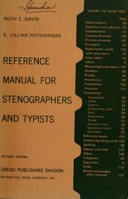 Cover of: Reference manual for stenographers and typists
