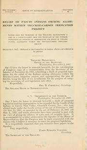 Cover of: Relief of Paiute Indians owning allotments within Truckee--Carson irrigation project...