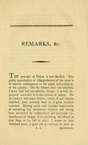 Cover of: Remarks on the terms of the union