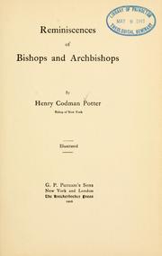 Cover of: Reminiscences of bishops and archbishops