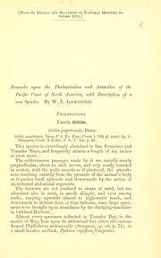 Cover of: Remarks upon the Thalassinidea and Astacidea of the Pacific Coast of North America: with descriptions of a new species