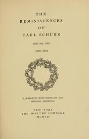 Cover of: The reminiscences of Carl Schurz ... by Carl Schurz