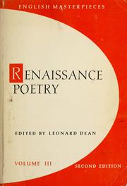 Cover of: Renaissance poetry