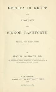 Cover of: Replica di Krupp alla protesta del Signor Bashforth by Fried. Krupp AG.