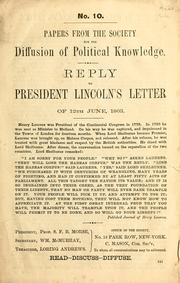 Cover of: Reply to President Lincoln's letter of 12th June, 1863