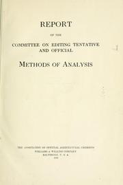 Cover of: Report of the Committee on editing tentative and official methods of analysis by Association of Official Analytical Chemists. Committee on Editing Methods of Analysis.