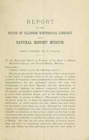 Cover of: Report of the state of Illinois Historical Library and Natural History Museum