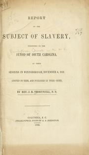 Cover of: Report on the subject of slavery